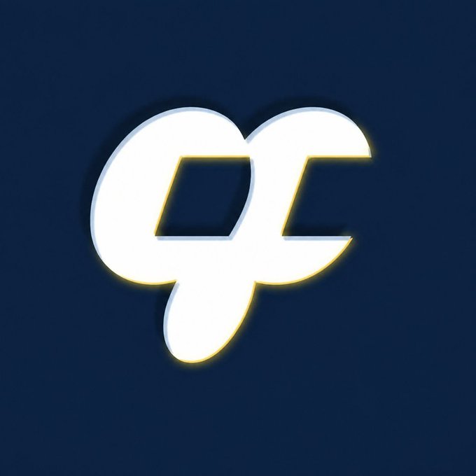 A stylized white "F" logo with rounded edges glows softly against a deep navy blue background, serving as the visual identity for the @fomo handle referenced in the post about embracing a shared vision.