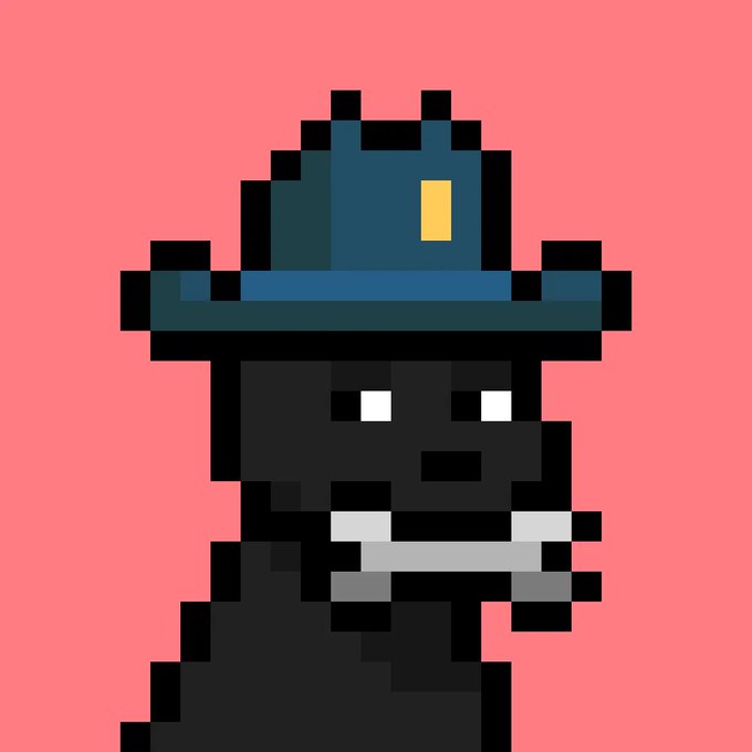 A pixel art character with white eyes, a beard, and a blue hat stands against a salmon-colored background.