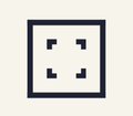A minimalist dark blue icon featuring four small corner brackets resembling a viewfinder or framing target, suggesting the selection or acquisition of land plots. The image likely represents the land-buying interface or land slots within the Dot Land app mentioned in the post.