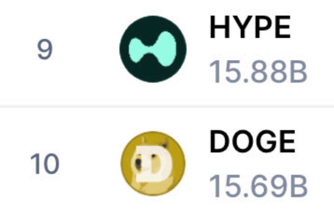 ids of two cryptocurrencies, DOGE and HOPE, are displayed on a white background with black text.