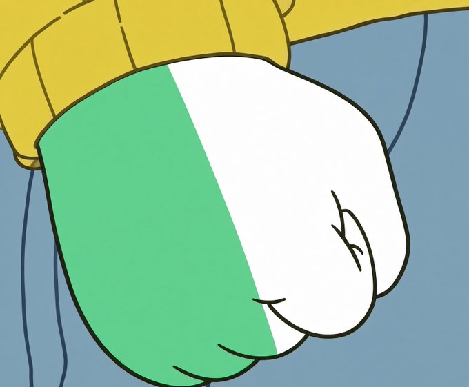 An anime character's head wearing a yellow beanie is shown against a blue background.
