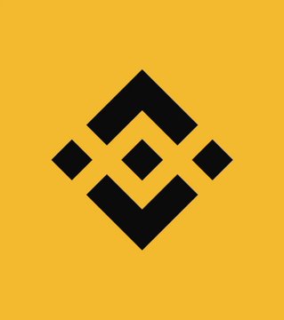 The Binance cryptocurrency exchange logo, featuring a black diamond-shaped design on a bright yellow background.