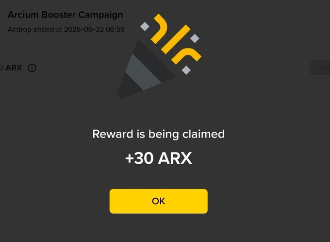In this image, there are two main elements: the Arcium Banner showing an ARX reward claim form for 30 ARX, and the post caption that references the previous paragraph about an ARX campaign. The text says "Remember that campaign where you could basically do it in under a minute? I kept stressing for you to do it... They say the ARX rewards have been distributed!".