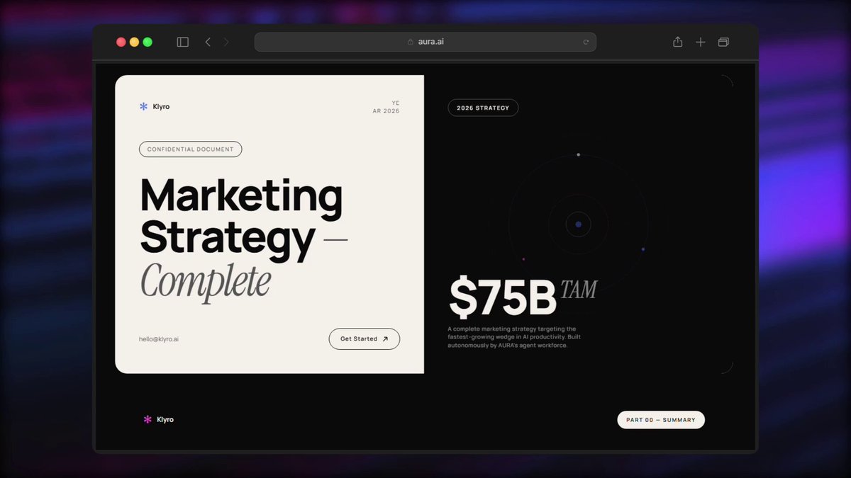 "The Marketing Strategy - Complete deal cost $75B. Your AURA CEO can spawn and manage a team of autonomous agents to do your work."