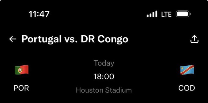The image features a computer screen with a sports event page displayed, which indicates that Portugal and DR Congo are playing a soccer match today at Houston Stadium. The time of the match is 18:00, as stated in the text present on the screen. It seems like an attempt to use luck for determining the winner by randomly picking one of the two teams based on their scores from last year's World Cup game. This method can be described as a "free $SOL to 2 lucky persons that gets the correct score of today's World Cup between Portugal and DR Congo."