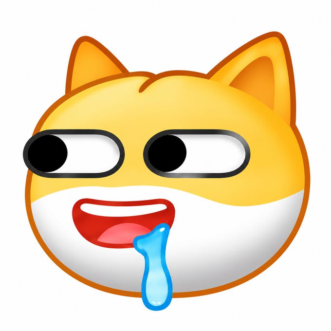 A yellow cat emoji with wide black eyes, an open mouth showing red lipstick, and blue drool dripping down.