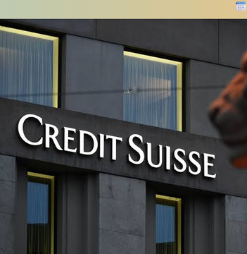 The image shows the "Credit Suisse" name displayed on the exterior of a building, with windows visible above the signage. This relates to the post by referencing Credit Suisse's former valuation director, whose forecast of Bitcoin reaching $150k by 2027 is tied to themes of USD debasement hedging and institutional market growth via ETF inflows.