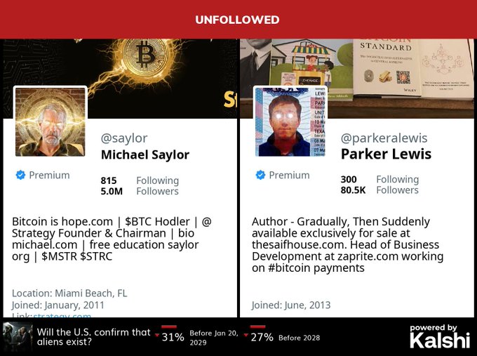 The image shows a comparison between two Twitter posts about Bitcoin. One post highlights that Bitcoin is now a massive signal, while the other post mentions a fault line separating Bitcoin from traditional currency. The caption for the image reads "Massive signal here: there is a clear fracture going on in Bitcoin".