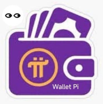 A purple logo for 'Wallet Pi' featuring a stylized wallet and the Pi cryptocurrency symbol, with two small eyes peeking from the corner.