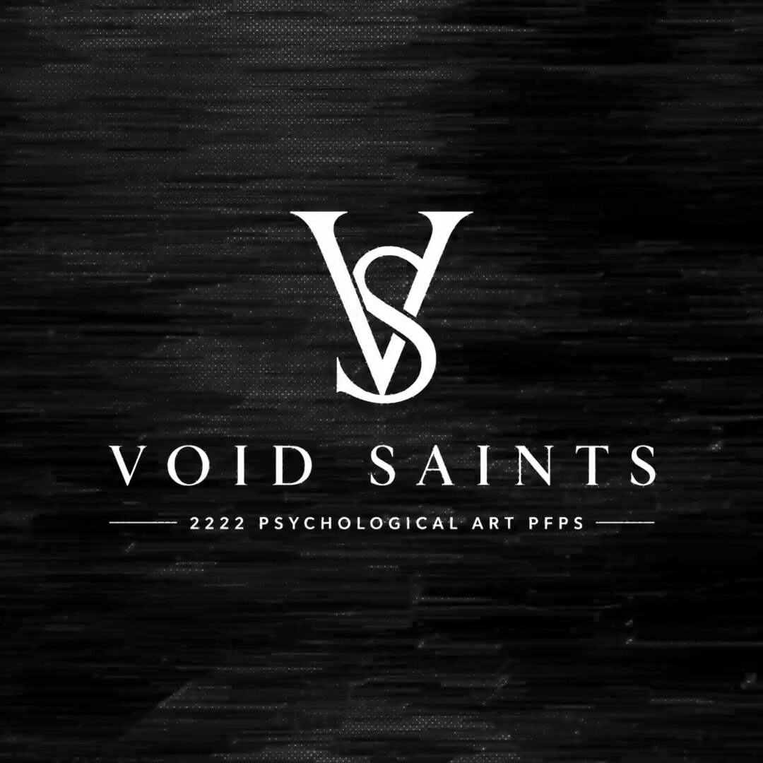 The image features a black background with white text that reads "Void Saints" followed by "2222 Psychological Art PFPS". The text is arranged in a blocky style, giving the logo a modern and clean appearance. The overall design of the logo suggests that it might be related to an art project or business venture involving psychological themes.