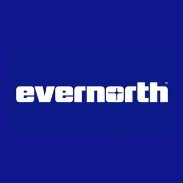 The image displays the white "evernorth" logo set against a deep navy blue background, featuring a stylized lowercase wordmark. This visual ties directly to the post about Evernorth's shareholder approval of a merger that paves the way for a $473 million XRP treasury deal.