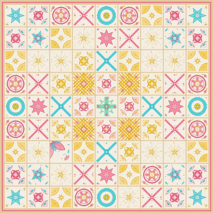The image features an intricate, colorful mosaic design composed of various shapes and patterns, including stars, flowers, and circles. The design appears to be a quilt or a large tile pattern that covers most of the image. The colors used are predominantly pink, yellow, blue, green, and orange, creating a vibrant and eye-catching visual effect. The post about FOMO (fear of missing out) is related to this image as it highlights how people often feel the need to keep up with trends or events happening around them, even if they cannot attend or experience everything in person.
