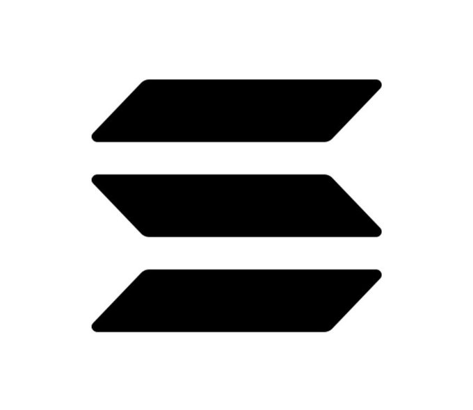 The black Solana (SOL) logo consisting of three stacked parallelogram shapes on a white background.