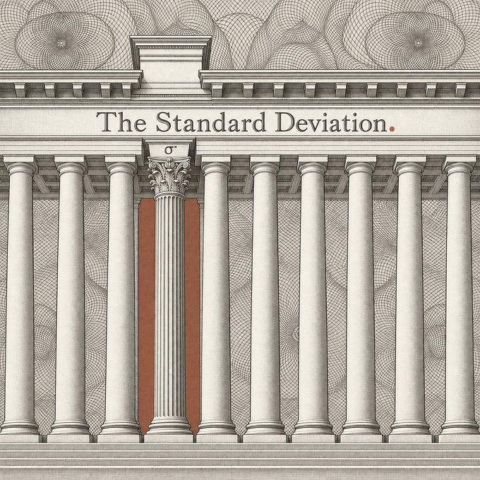An illustrated graphic featuring classical columns with guilloché patterns, displaying the text 'The Standard Deviation.' across the entablature.
