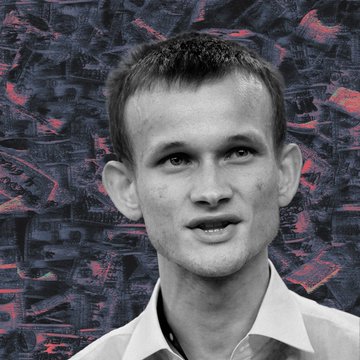 A black-and-white portrait of a young man with short hair in a white collared shirt, set against a textured red and black background.