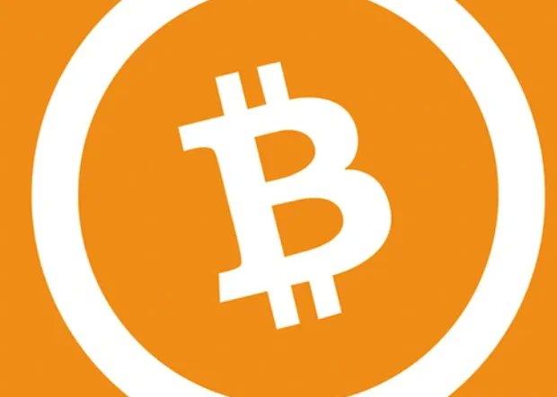 An orange circle containing the white Bitcoin (₿) cryptocurrency logo on an orange background.