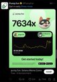 A small mobile app screenshot showing a portfolio or investment dashboard with the number '7634x' and a 'Can you match this?' prompt.