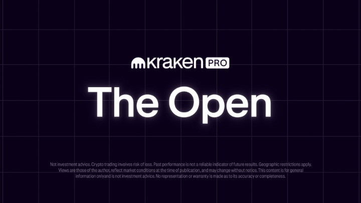 The image is a promotional graphic for Kraken Pro's podcast "The Open," featuring the Kraken Pro logo in white on a dark purple grid background, with standard financial disclaimer text at the bottom. While the post references a trader named follis_ discussing reassessing trades when markets prove you wrong, the image itself is simply a title card for the show rather than depicting any specific trading content or visual commentary on the topic.