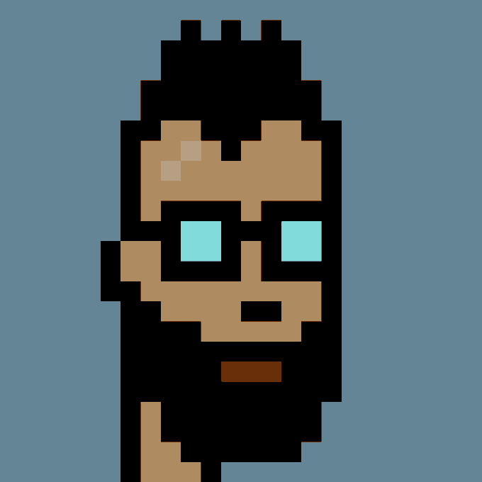 A pixel-art portrait of Cryptopunk #1001, a bald male character with glowing cyan-blue eyes, a soul patch, and stubble against a gray background. The image corresponds to the post announcing the sale of Punk #1001 for 45 ETH (~$81,838 USD) between the noted blockchain addresses.