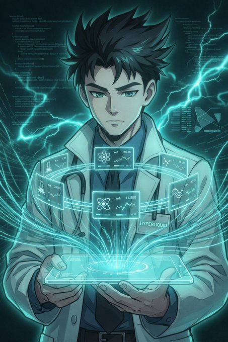 The image features a man dressed as a doctor, holding a tablet computer with blue lights emanating from it. The background of the image is dark green, with lightning bolts visible behind the man. The caption reads "Focus on what is in the image and how it relates to the post."