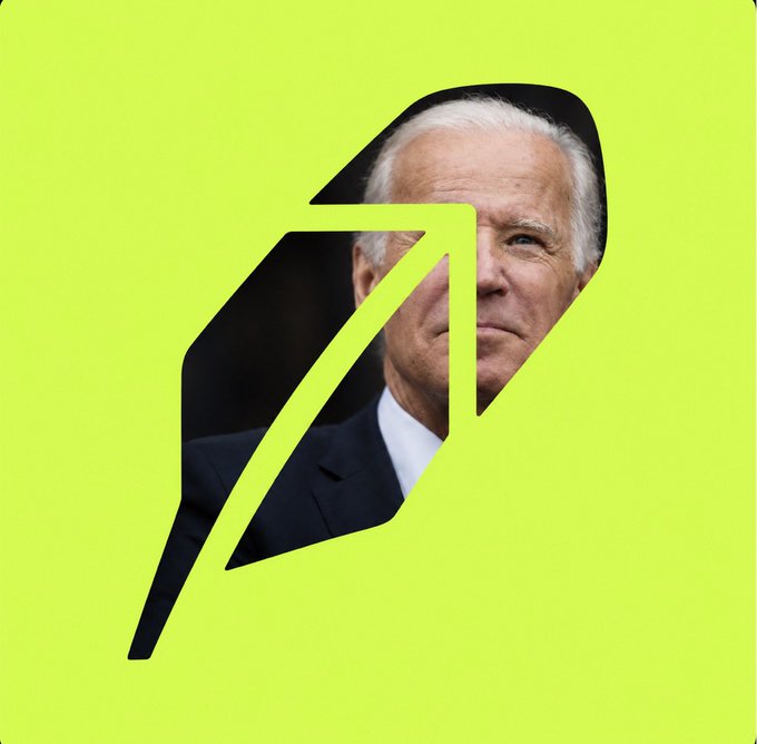 An image of Joe Biden's face composited within the Arc browser logo on a bright lime green background.