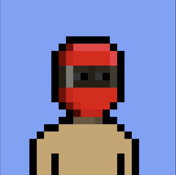 The image features a person wearing a red helmet, which appears to be a digital art piece or a pixel art style drawing of an individual's face. The background color of the image is blue, providing a contrast that makes the red helmet stand out. The caption below the image reads "V0 Punk the real one btw". This suggests that the person depicted in the image might be a character from a video game or an animated movie, given their distinctive appearance and the use of pixel art style for creating the drawing.

The image is quite detailed, with the person's face clearly visible against the blue background. The red helmet adds a pop of color to the scene, making it visually striking. Overall, the image captures the viewer's attention due to its unique style and the interesting choice of using pixel art to create an engaging visual experience.