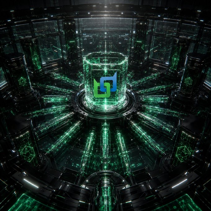 A futuristic cyberpunk-style chamber features a glowing green cylindrical data core at its center, displaying the "BDX" logo, with radiant green light beams extending outward through a network of metallic structures and illuminated pathways.

The image visually reinforces the post's message by depicting a fortified digital vault/encryption hub, symbolizing how Beldex's privacy infrastructure operates as a seamless, deeply integrated layer of protection rather than an afterthought users must consciously engage with.
