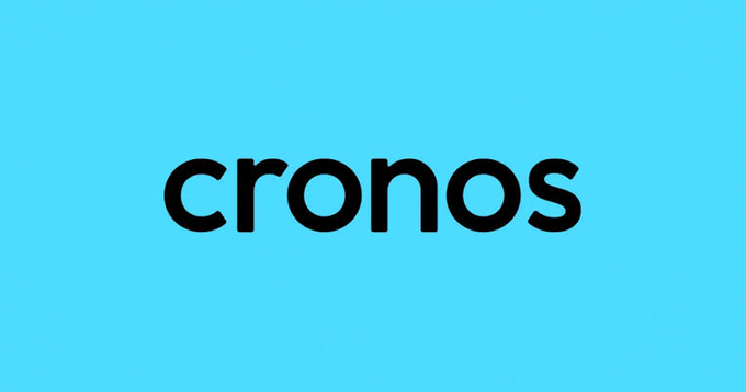 The image displays the "cronos" logo in black lowercase text on a light blue background, representing the Cronos blockchain network referenced in the post about its $111M reversal following an August 30 exploit.