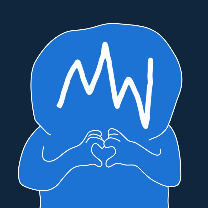 A blue stylized logo featuring a figure forming a heart shape with their hands, containing the text 'MW'.