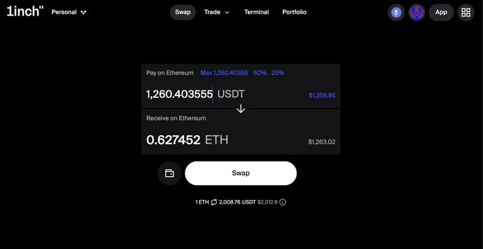 "The useful thing about @1inch is that you don't really need to overthink where to swap anymore. Markets are split across too many chains, pools and routes now. 1inch just checks the available paths and gives you a clean way to move between assets without opening 5 different". Focus on what it's saying in the image, likely referring to the trading platform or service being provided by 1inch.