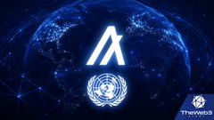 A dark blue graphic with a glowing network globe design, a stylized 'A' logo, the United Nations emblem, and 'The World' logo in the corner.