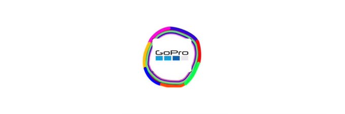 The image displays a GoPro logo encircled by a multicolored brushstroke ring, set against a plain white background. It visually represents the "$GPRO" ticker mentioned in the post, emphasizing the brand as the central focus drawing market attention.