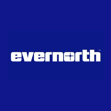 The 'evernorth' logo displayed in white text on a dark blue background.