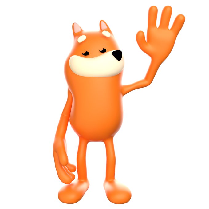 A 3D rendered orange cartoon dog mascot with a white snout and paws waving cheerfully against a white background, representing the BONK brand.