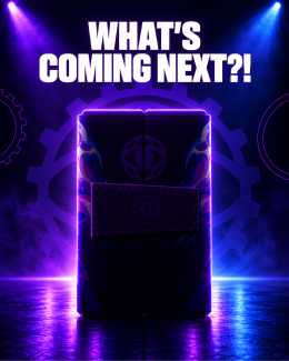 A dark, purple-lit scene with a glowing phone or device emitting light rays, with the text 'WHAT'S COMING NEXT?!' displayed at the top.