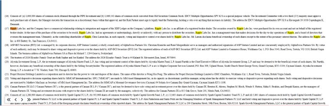 A dense, text-heavy legal document or news article with hyperlinks about Ripple Labs Inc., the SEC complaint, and Ripple Labs' response, mentioning the Southern District of New York and various legal precedents.