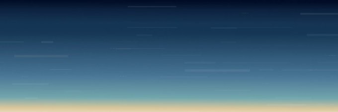 A gradient sky background transitioning from deep navy blue at the top to light blue and warm orange/peach at the bottom, with horizontal streaked textures resembling clouds or motion blur.