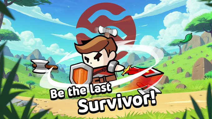 The image features a cartoon character with brown hair, dressed as a knight wearing armor, holding a sword and shield. The character appears to be in motion, running through an open field or forest area. In the background, there are rocks and trees that add depth to the scene. The text "Be the last man standing up for @SeiNetwork" is written above the character's head, suggesting that this image might be related to a social media post or advertisement promoting the game Sei Network.

The main focus of the image is on the cartoon character and its surroundings, with no other objects or people visible in the scene. The character seems to be actively engaged in an adventure or quest within the open field or forest area, which could be part of a video game or a promotional campaign for Sei Network's gaming platform.