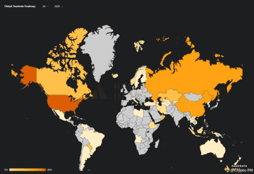 A world map titled 'Global Population Percentage' (2001) showing countries shaded in various tones of orange and gray, with darker shades representing higher percentages.
