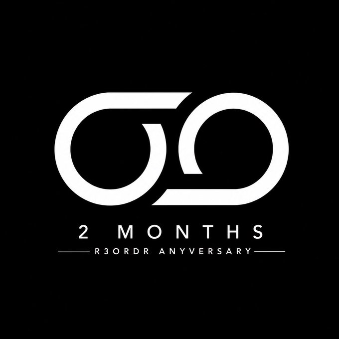 The image features a stylized black-and-white logo with the text "2 MONTHS R3ORDR ANYVERSARY," celebrating the 2-month anniversary of the R3ORDR project with a special giveaway offer as mentioned in the post.