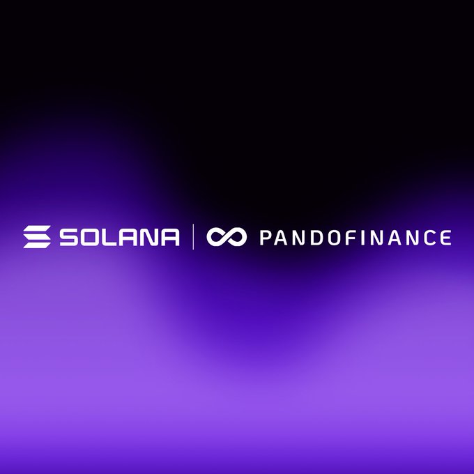 A graphic featuring the Solana and Pando Finance logos against a gradient purple background, accompanying the announcement of the Pando Solana ETF (2831.HK) listing on the Hong Kong Stock Exchange.