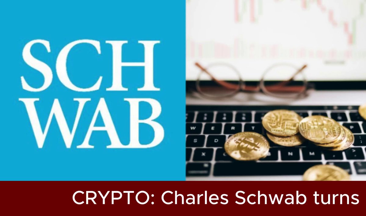 The image features a computer keyboard with a logo for Charles Schwab, a financial services company, and a Bitcoin symbol. The text "Schwab turns on 24/7 trading for crypto futures" indicates that the Bitcoin and Ether symbols are now tradable at any time of day or night. This is a significant development in the world of cryptocurrency trading, as it allows investors to access these digital assets more conveniently than ever before.