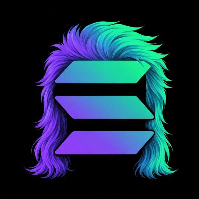 The image features a logo with a stylized illustration of a man's hair styled in a vibrant, colorful, wild hairdo, adorned with a purple, blue, or green mohawk. The word "MULLET" can be found on this hair style. Surrounding the hairstyle is a small graphic of a cartoon character that also features a purple and blue color scheme. In relation to this image, there's an overlay text post which contains information about the brand and its products.