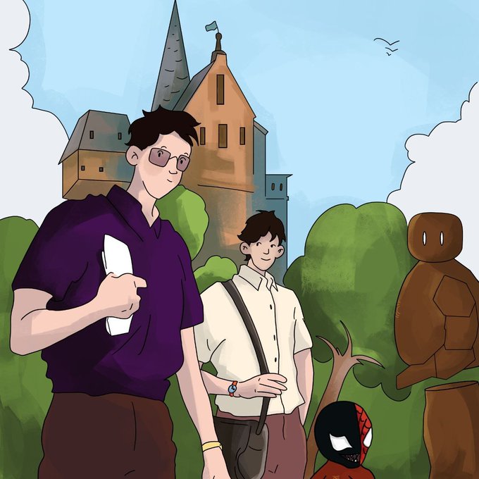 The image presents two individuals along with a child who is wearing a Spider-Man mask. The post speaks to privacy within the crypto world. We see a castle in the background, so maybe it's a fantasy world where privacy is a given? We can't be sure from the image alone.