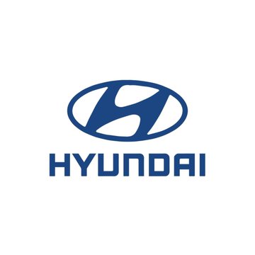 The image shows the blue Hyundai logo with its distinctive slanted "H" enclosed in an oval, accompanied by the "HYUNDAI" brand name beneath it. The logo relates to the news announcement about Hyundai pioneering the use of stablecoins for internal cross-border transfers as the first major South Korean company to do so.
