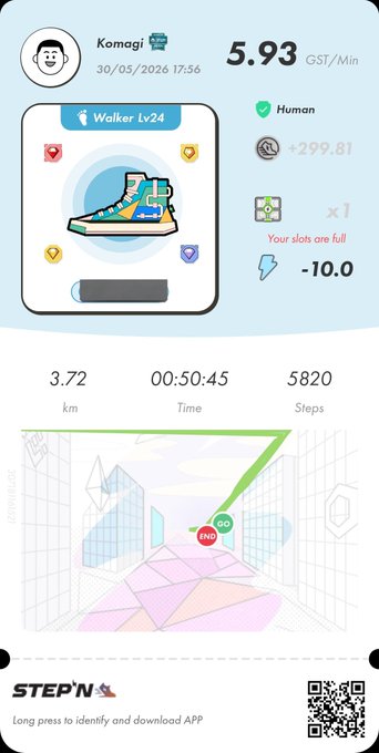 The image shows a fitness tracking app with a blue background, displaying information about a person's workout progress. The app features a cartoon character walking through a city scene, which adds a fun and engaging element to the user experience. The app also includes various icons representing different aspects of the workout, such as steps taken, calories burned, and distance traveled.