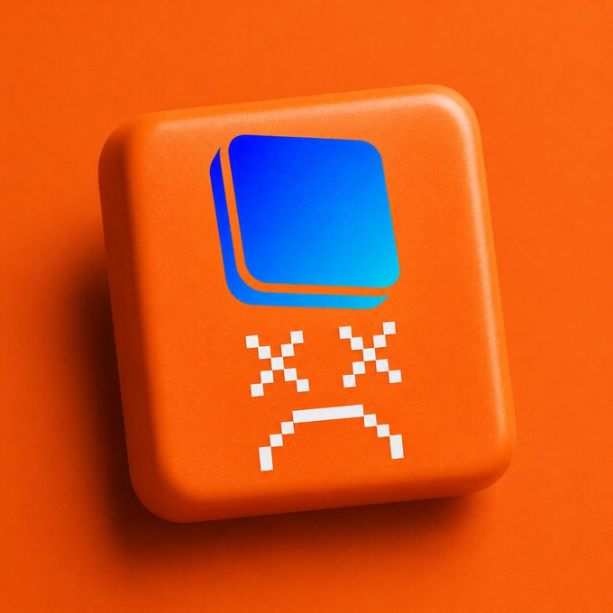 A 3D-rendered orange card featuring a blue gradient icon and a pixelated sad face (XX eyes and a frown) is displayed, symbolizing the network's outage and recovery during the recent Base block production disruption.

Caption: An orange card with a pixelated frowning face illustrates Base's recent block production outage, as the network resumes activity and prepares for the delayed Beryl upgrade.