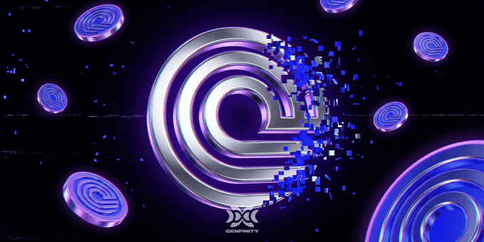 A metallic Cboe emblem is shown with blue and purple glowing rings, digital particles, and a small GEX/GENFINITY-style mark beneath it.