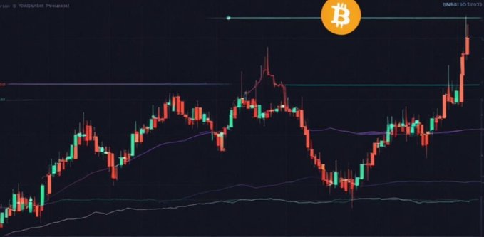 A candlestick chart displays Bitcoin's (BTC/USDT) price action as a tight consolidation near its upper boundary, with the most recent candle pushing toward the $13,607 mark while holding above visible moving average support lines. The compressed price range and proximity to resistance visually echo the post's theme of tightening volatility preceding a potential breakout, with bulls maintaining control as long as BTC defends these key levels.