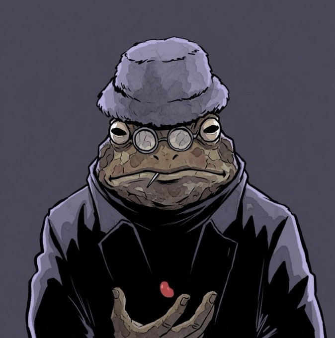 A digital illustration depicts a stylized frog-like toad character wearing a flat cap, round goggles, and a dark jacket, holding a small red bean in its hand, tying into the "Azuki" reference (Japanese red beans).